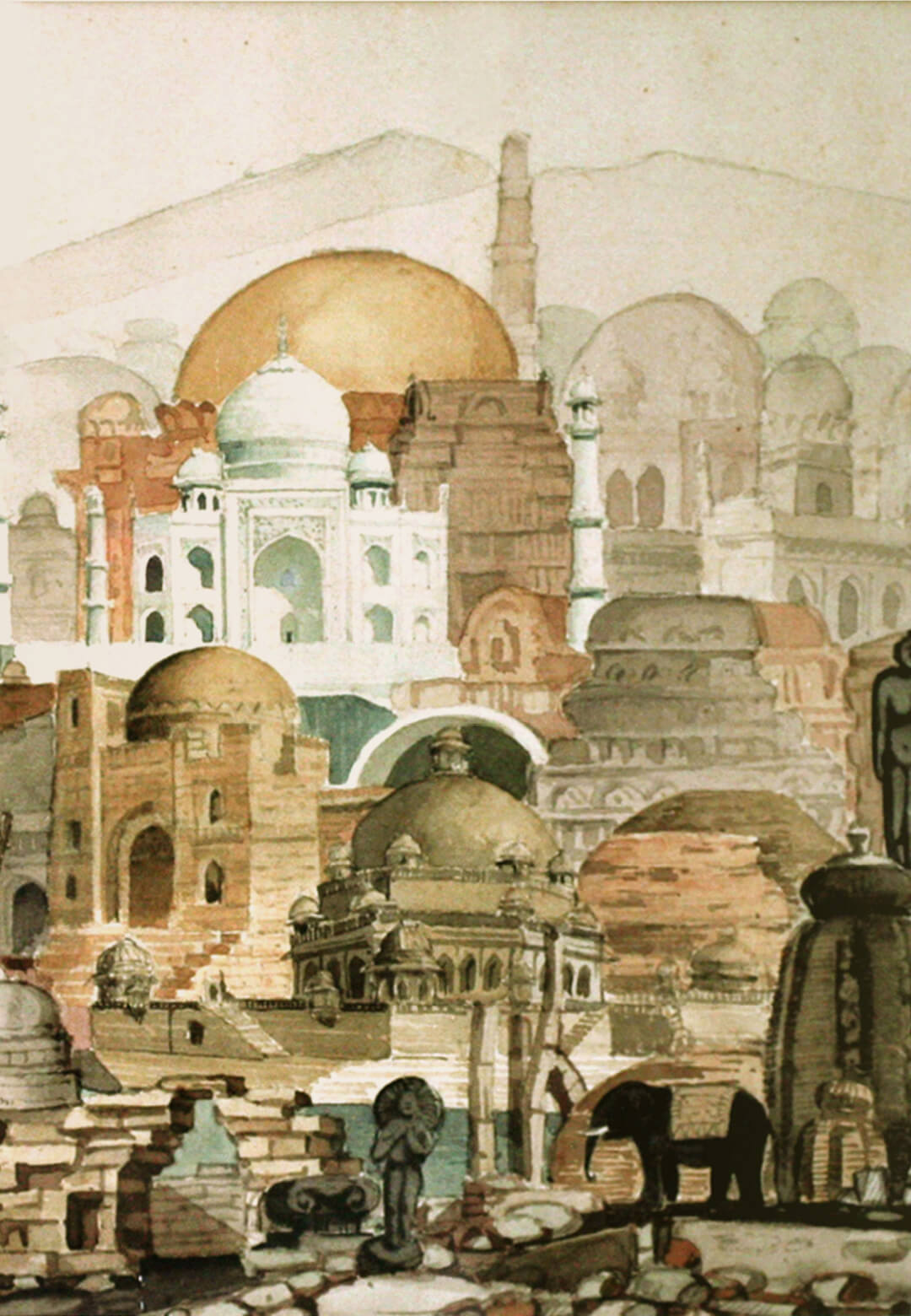 Untitled (81 buildings from the Subcontinent), watercolour on paper, 1962, Nayyar Ali Dada| Qatar Museums | STIRworld
