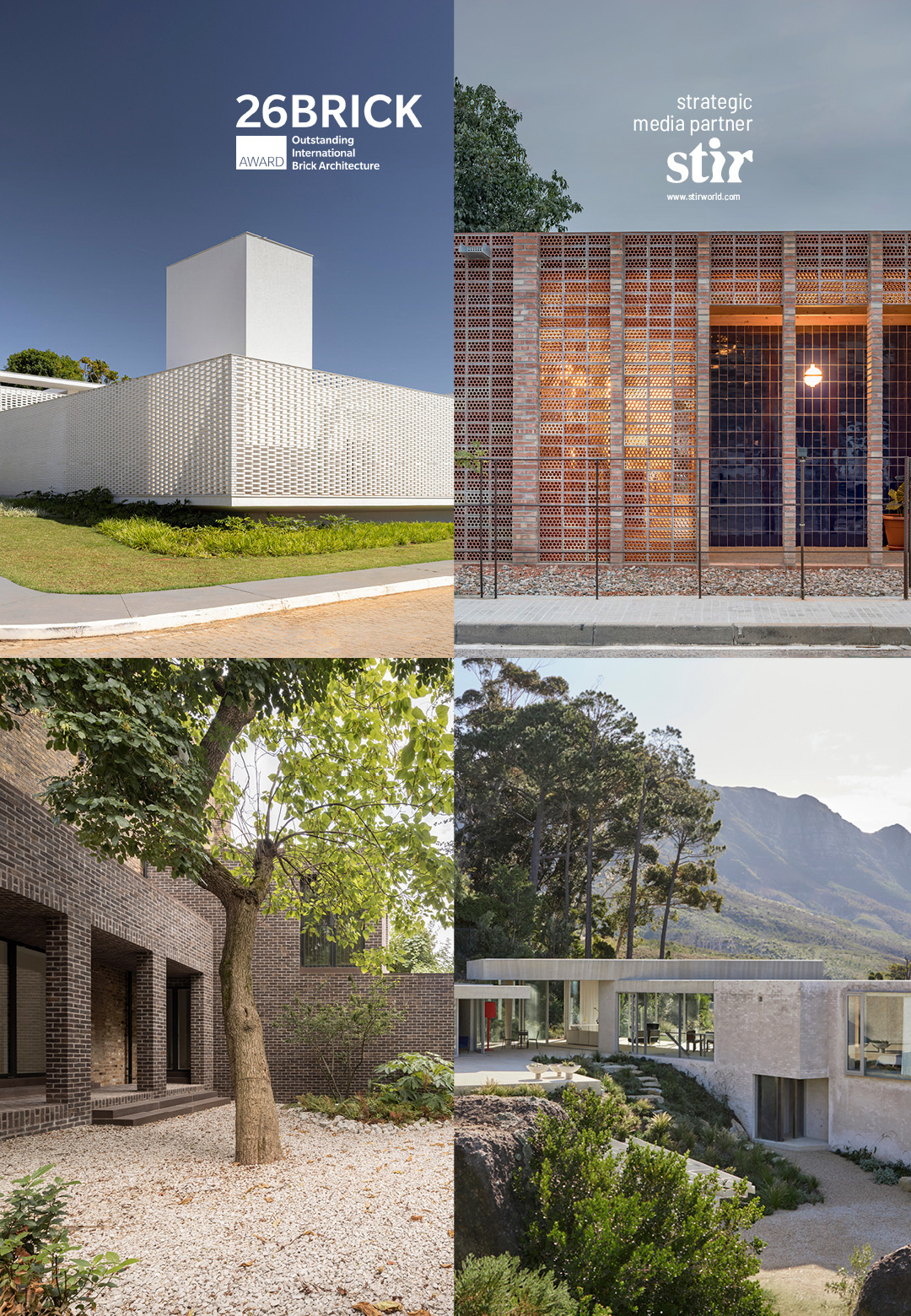 BRICK AWARD 26 shortlists projects in various typologies across scale and geography to highlight the most innovative and thoughtful projects constructed with brick or ceramic | Brick Awards | STIRwo