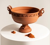 A clay replica of the French Open trophy by ceramicist Jacques Monneraud