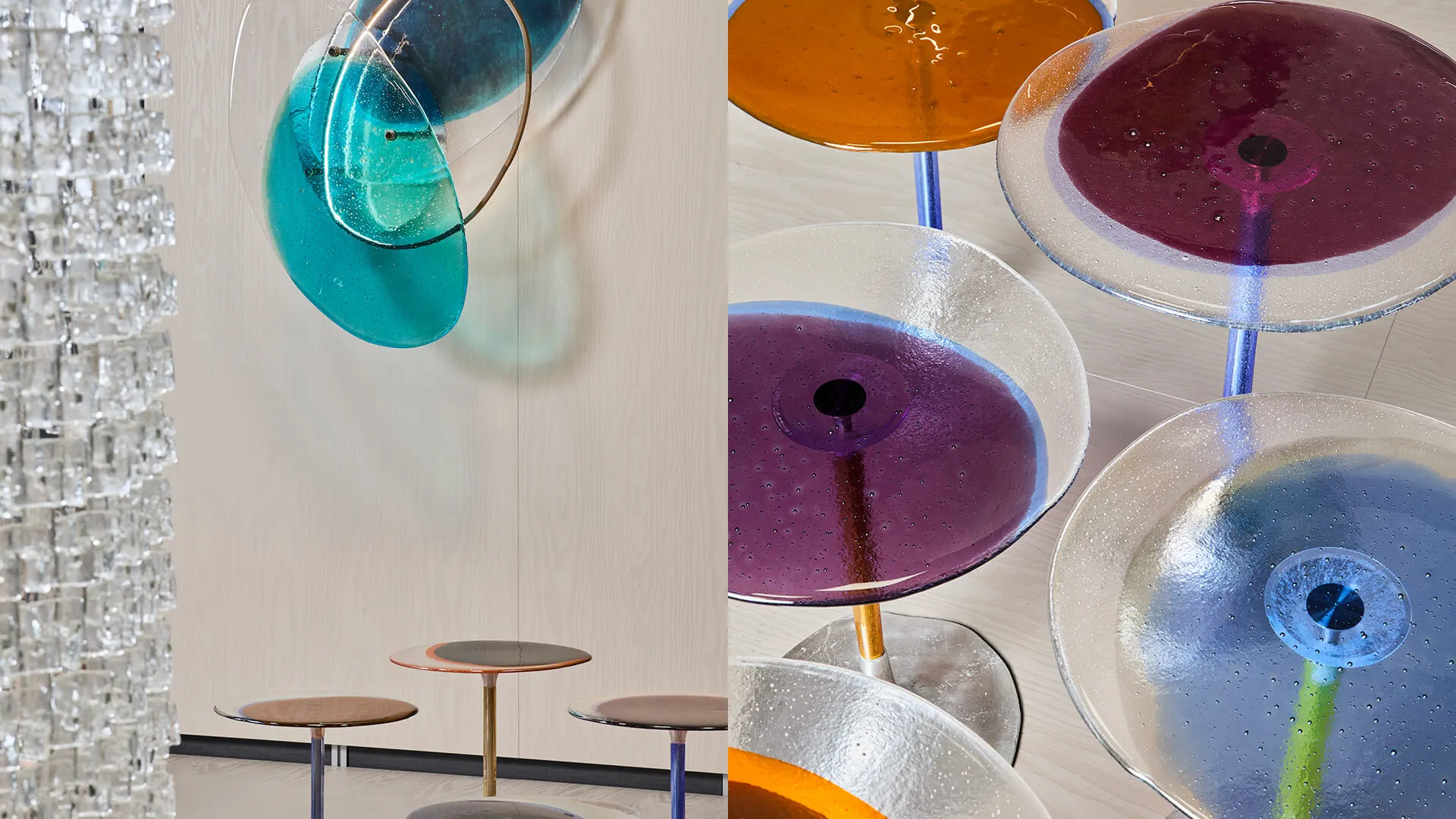 Draga & Aurel presents colourful Crisalide side tables made with Murano glass