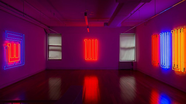 Rasheed Araeen's show In Lights brings his self-contained neon works to Aicon Gallery