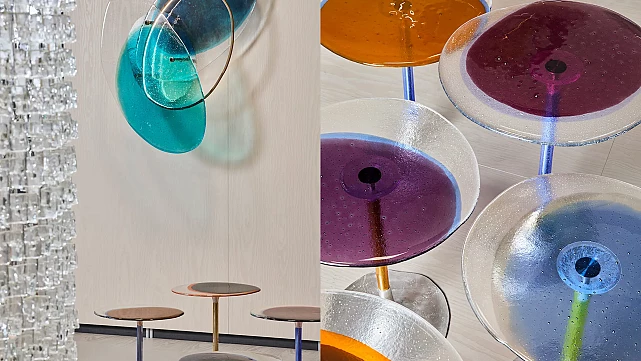 Draga & Aurel presents colourful Crisalide side tables made with Murano glass