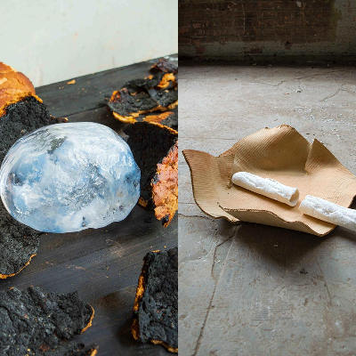 Bruno Baietto sculpts objects by blowing glass inside bread-loaf