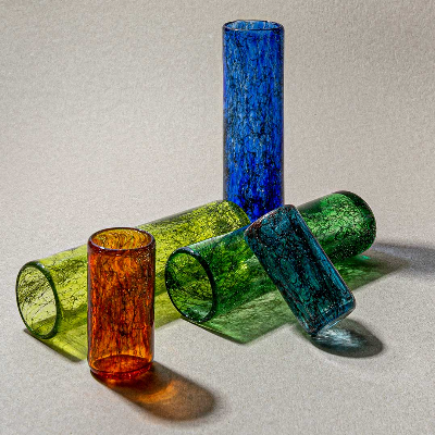 T Sakhi create tableware from Murano glass and salvaged metal