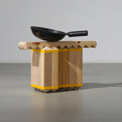 Deku by Takuto Ohta comprises wooden blocks stacked in different configurations
