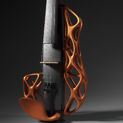 The delicate violin adopts a futuristic skeletal avatar for Karen Ultralight