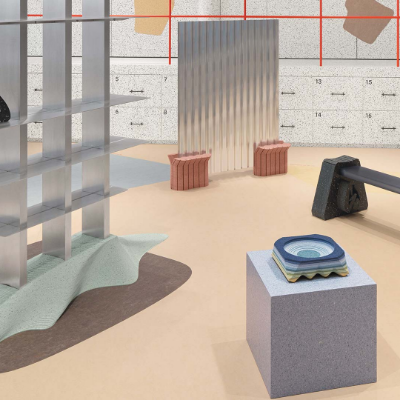 Gustav Winsth stacks vinyl layers to build benches, shelves and bowls
