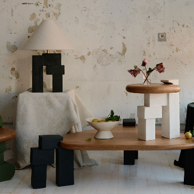 Ceramicist Danny Kaplan debuts the 'Brick Collection' with stacked ceramic and wood