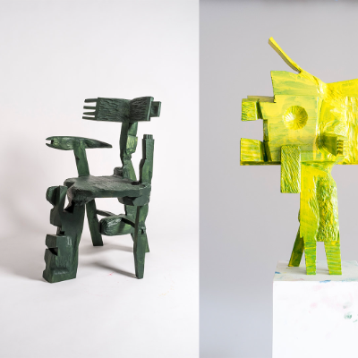 Mattias Selld&eacute;n crafts atypical sculptural furniture that wait to break into movement