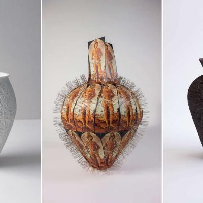 These carved vessels by Leah Jensen are a geometric interpretation of Renaissance art