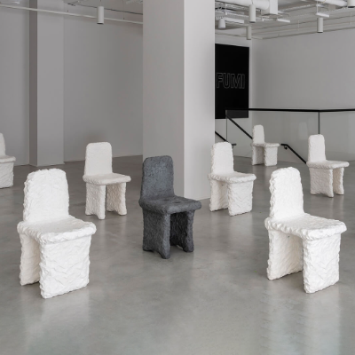 Max Lamb and 1882 Ltd. sculpt ceramic furniture for Crockery at Gallery FUMI