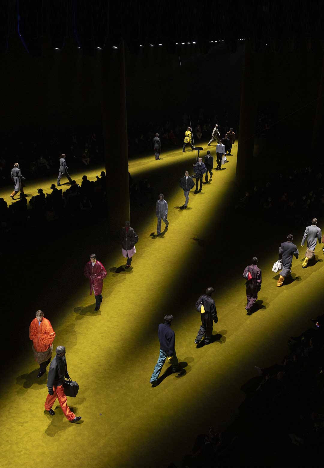 Prada&rsquo;s Fall Winter 2022 Menswear collection ports viewers into a futuristic tunnel
