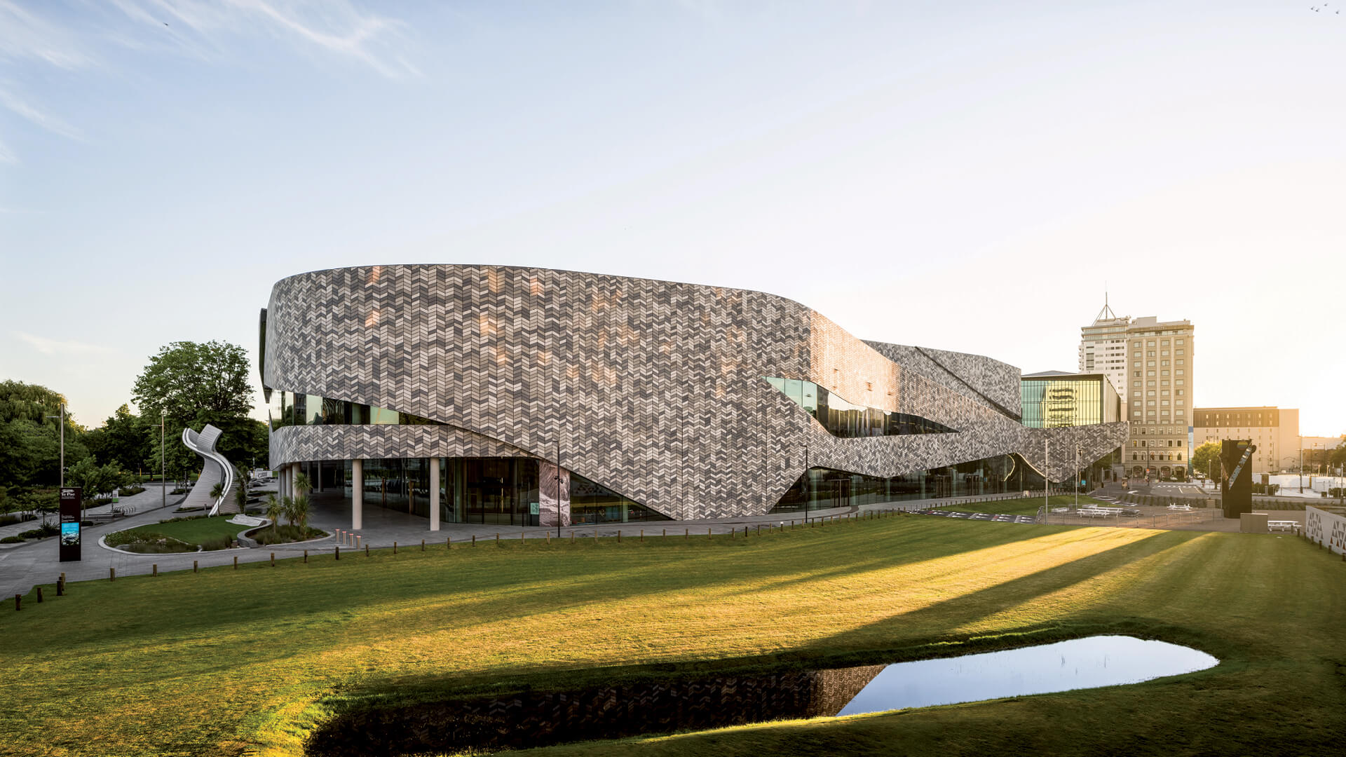 Te Pae Christchurch Convention and Exhibition Centre boasts a fluid tiled fa&ccedil;ade