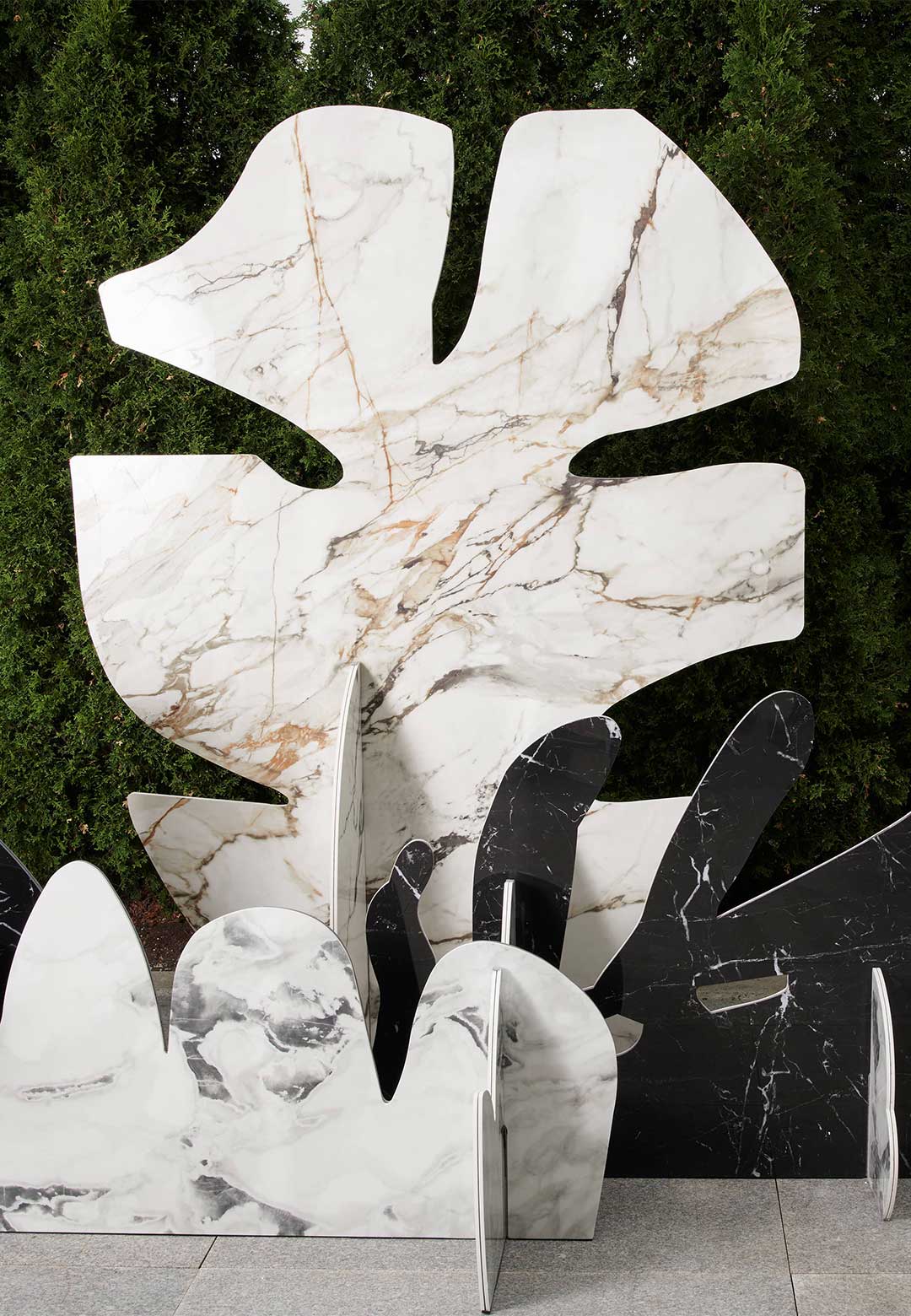 Moss and Lam create a maximalist botanical garden made out of sintered stone slabs