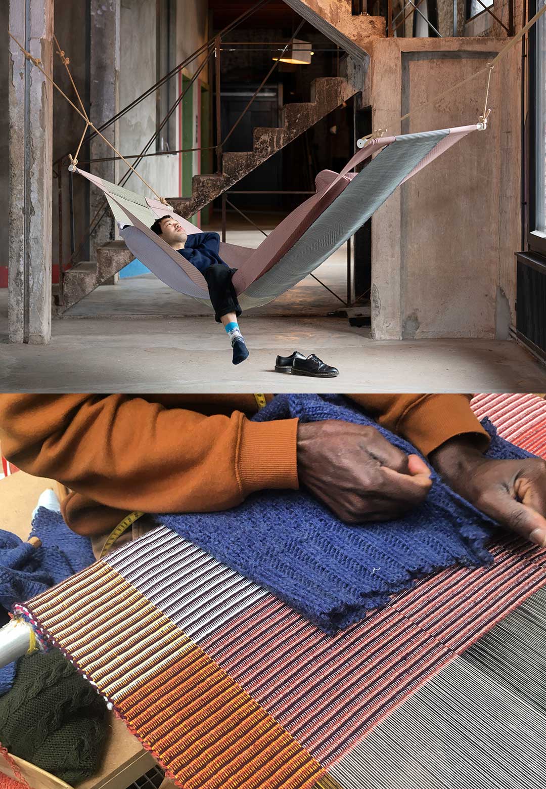 Ahokpe + Chatelin interweave cultures of Benin and Belgium in Ku do az&ograve; hammock