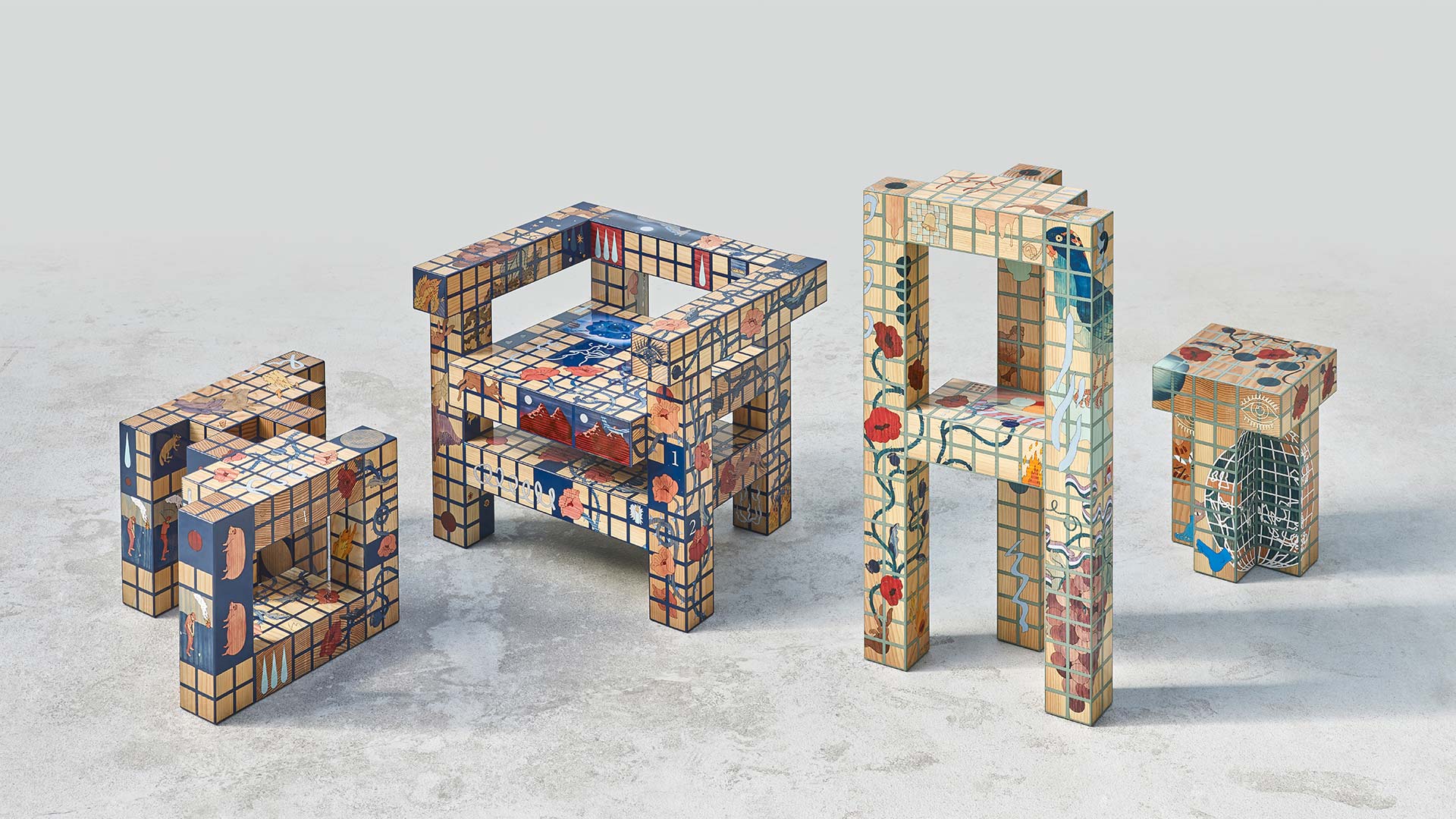 Laurids Gall&eacute;e's 'Fever Dreams' furniture takes cues from marquetry and applied arts