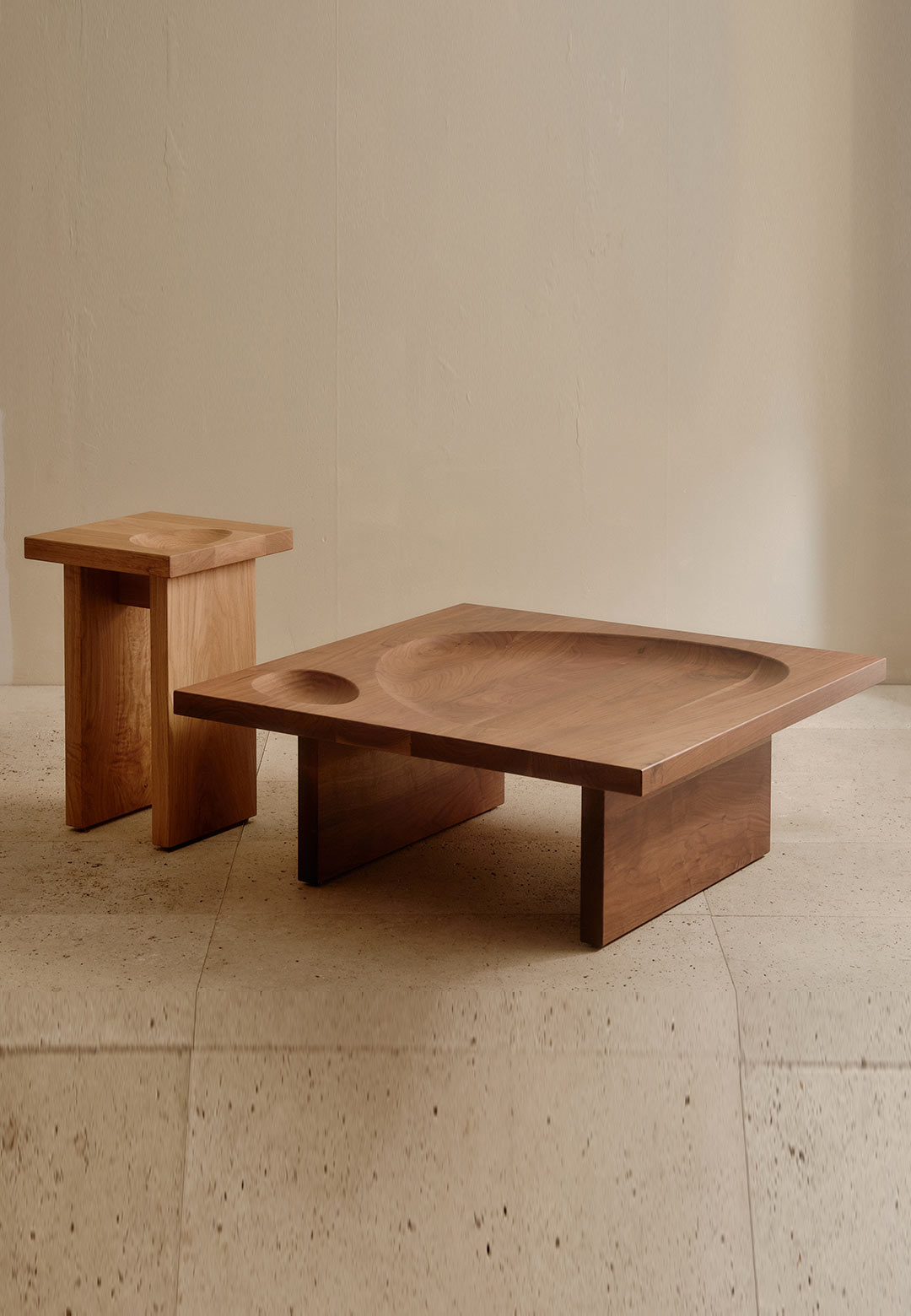 Tom Fereday&rsquo;s &lsquo;Mazer&rsquo; tables inject organic curves in brutalist forms