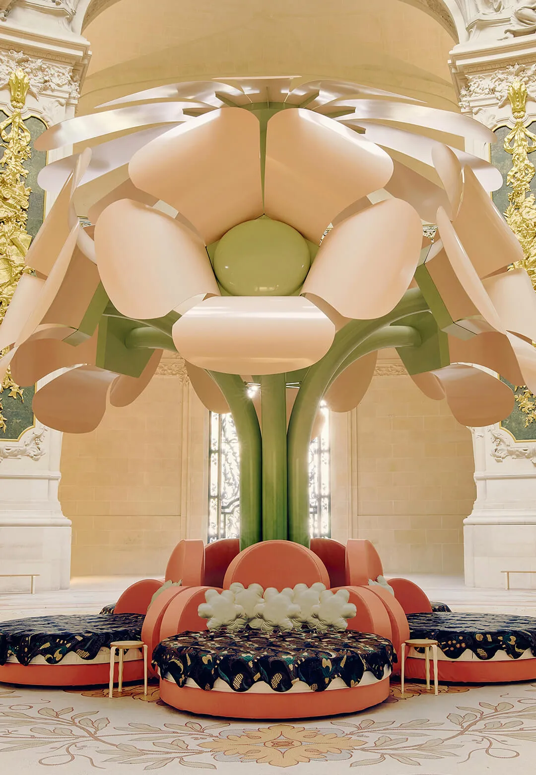 A giant flower by Uchronia blooms in the Grand Palais for Paris Design Week 2026