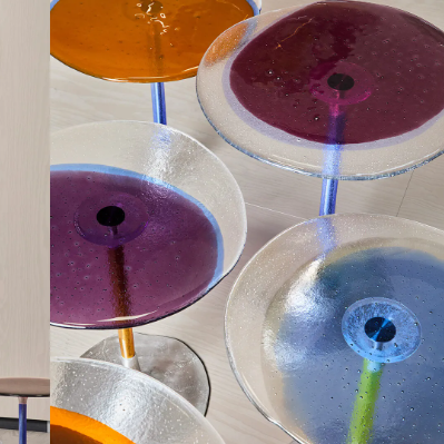Draga & Aurel presents colourful Crisalide side tables made with Murano glass