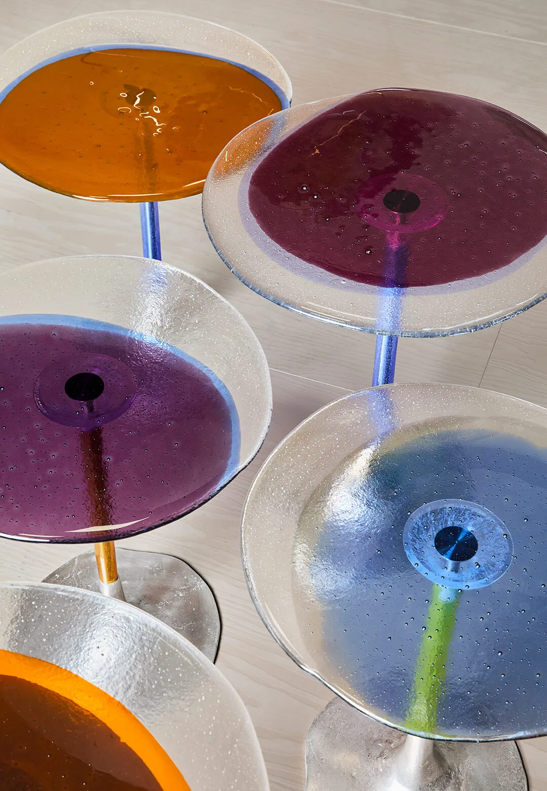 Draga & Aurel presents colourful Crisalide side tables made with Murano glass